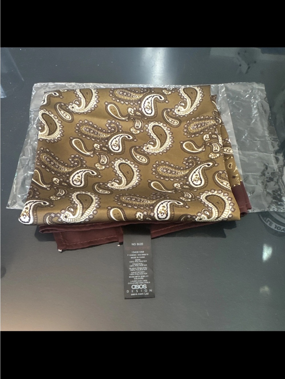 ASOS Brown and Cream Paisley Pocket Square